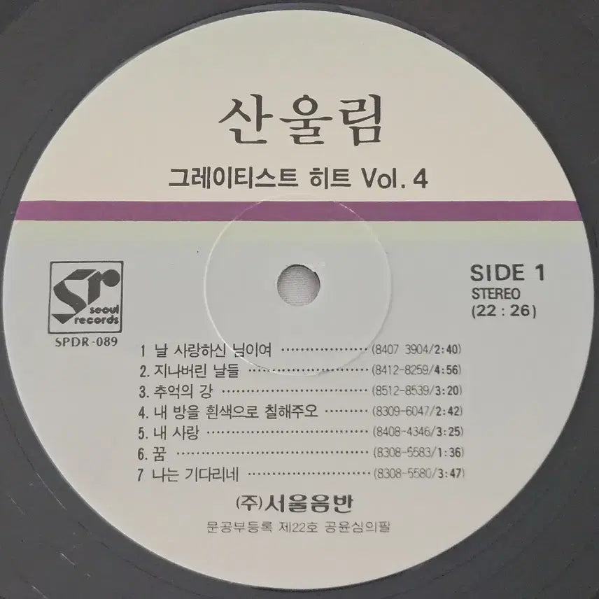[SOLD OUT] LP 산울림 그레이티스트 히트 Vol.4