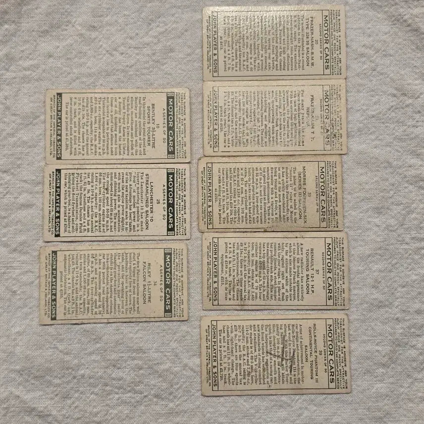 [BUNJANG] John Player &amp; Sons Motor Cars Vintage Cards / 영국빈티지카드 유럽빈티지카드 자동차 빈티지자동차 유럽엔틱소품 빈티지카드