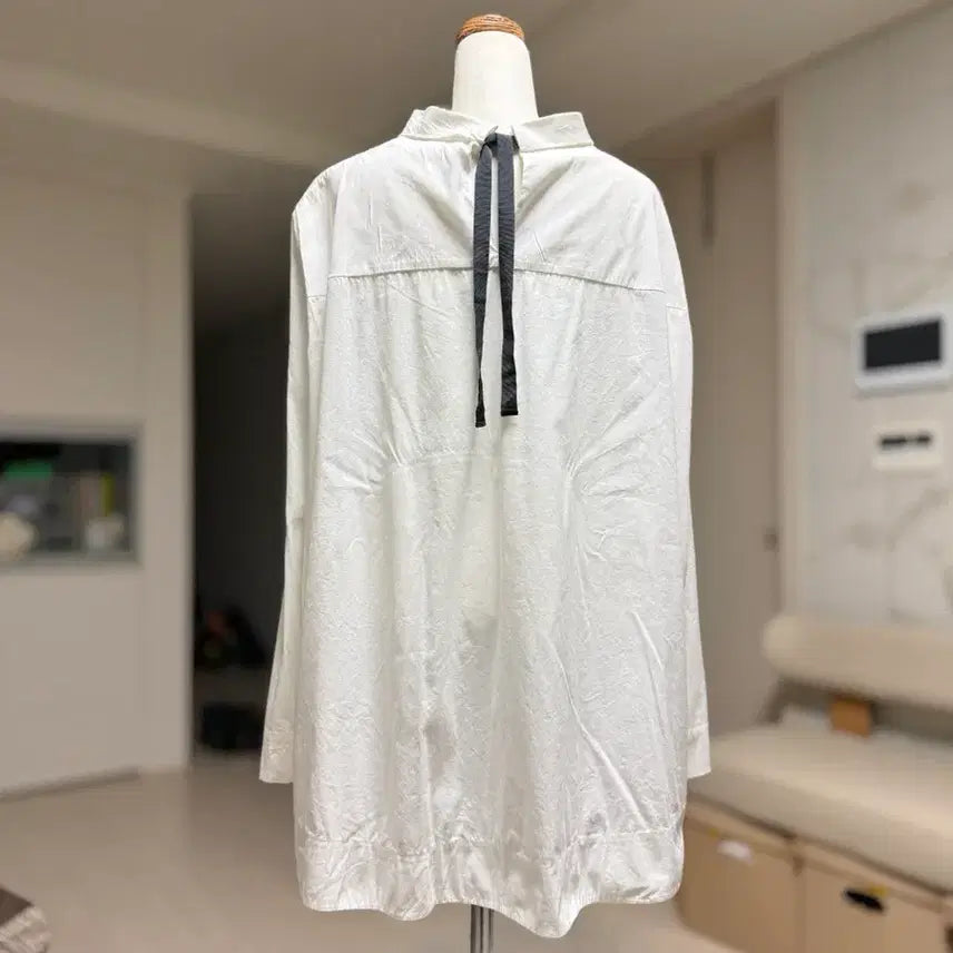 [BUNJANG] Cos White Cotton Ribbon Tie Blouse / Cos 흰색 코튼 리본타이 블라우스