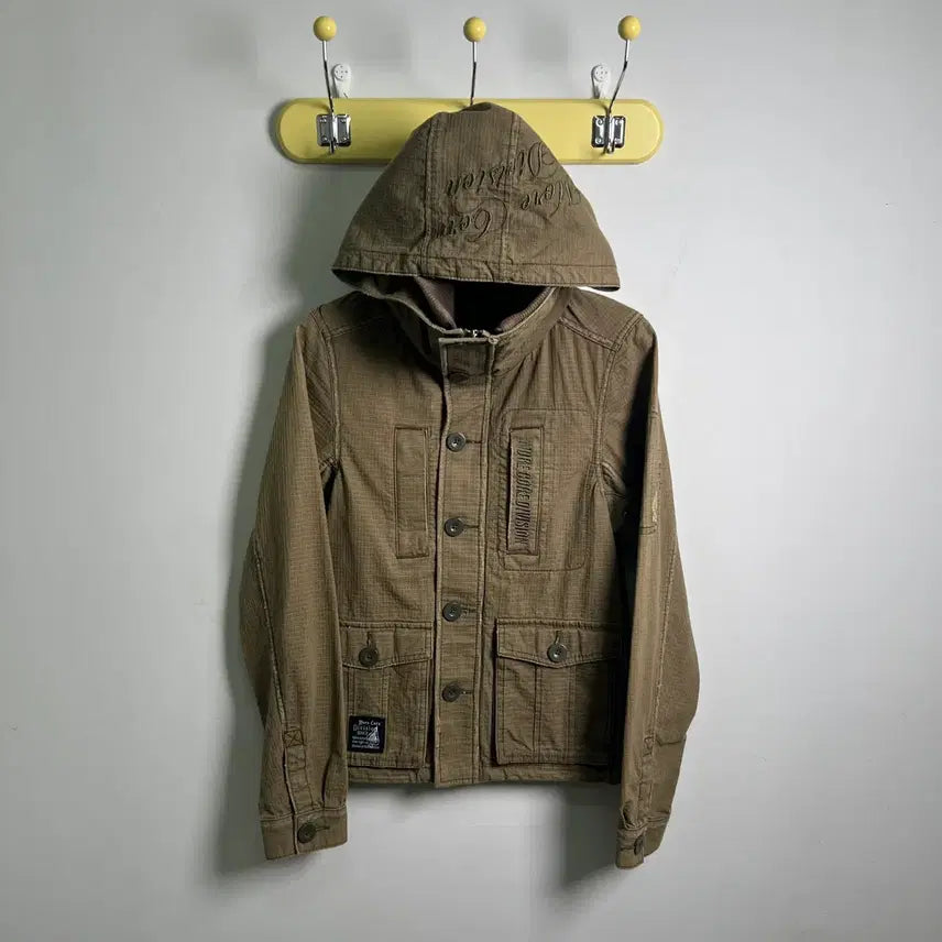[BUNJANG] MCD Khaki Military Hooded Parka Jacket (Size S) / MCD 카키 밀리터리 후드 야상 자켓 S