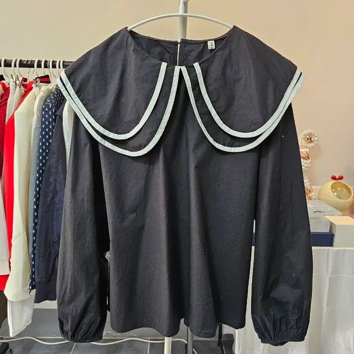 [BUNJANG] Black Sailor Style Long Sleeve Blouse / 세라복 스타일 블랙 긴팔 블라우스