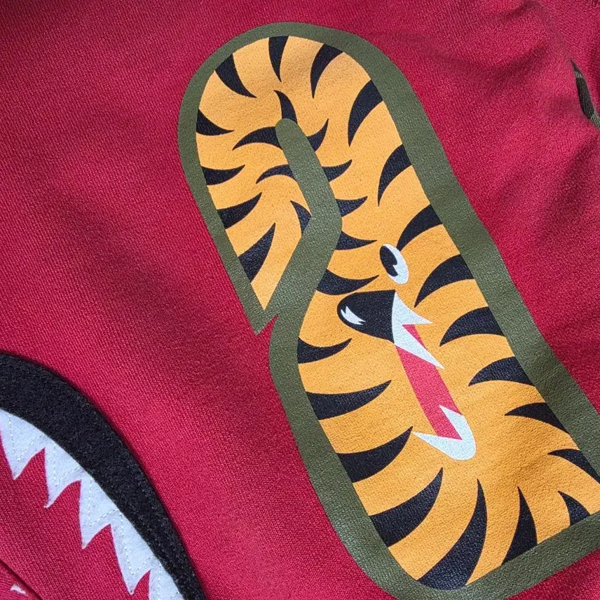 [BUNJANG] BAPE Shark Hoodie Red Camo Half-and-Half Zip-up / 급처 네고가능) 베이프 샤크후드 레드 카모 반반 후드집업