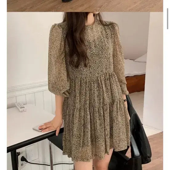[SOLD OUT] 쇼퍼랜드 레오파드 쉬폰 미니 원피스 카키 (새상품)