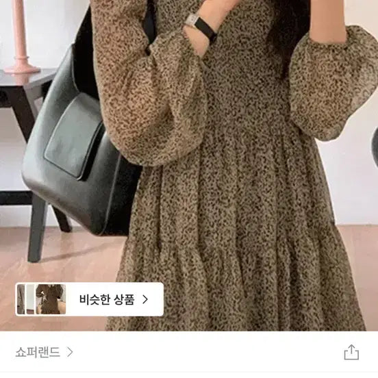 [SOLD OUT] 쇼퍼랜드 레오파드 쉬폰 미니 원피스 카키 (새상품)