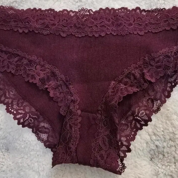 [BUNJANG] Lace Trim Burgundy Women&