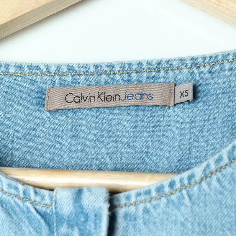 [BUNJANG] Calvin Klein Denim Dress / W(S) 캘빈클라인 반팔 티셔츠 청 데님 원피스 솔리드-17818