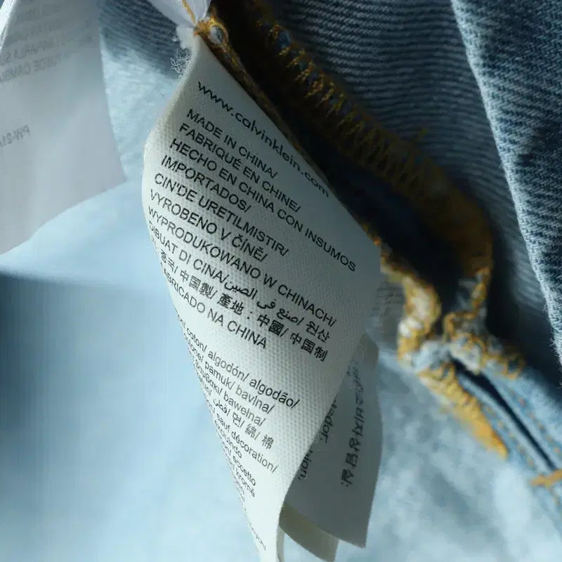 [BUNJANG] Calvin Klein Denim Dress / W(S) 캘빈클라인 반팔 티셔츠 청 데님 원피스 솔리드-17818