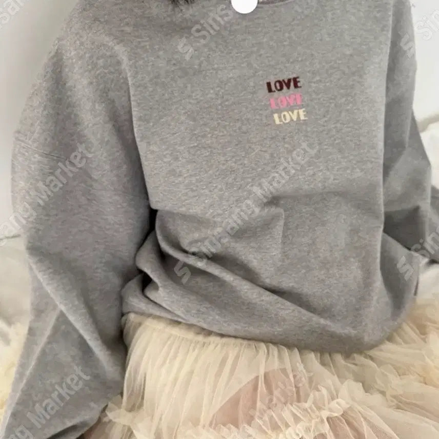 [BUNJANG] Oversized Ivory Cotton Blend Sweatshirt / 오버핏맨투맨