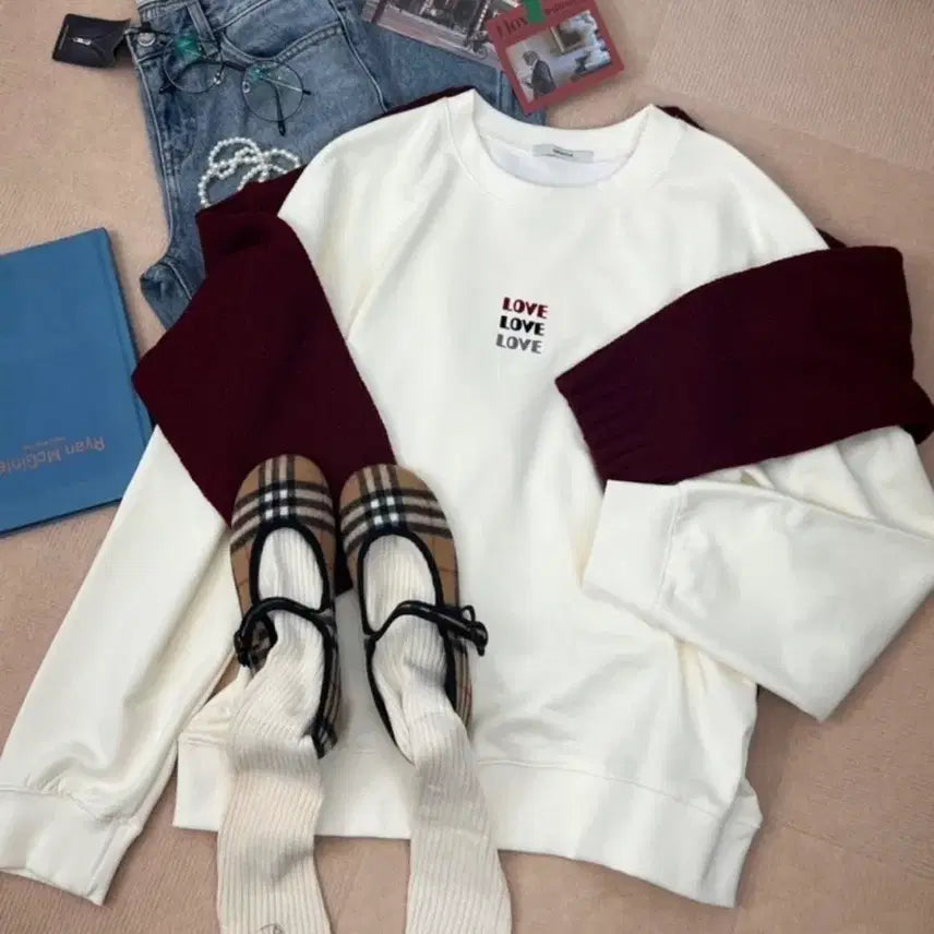 [BUNJANG] Oversized Ivory Cotton Blend Sweatshirt / 오버핏맨투맨