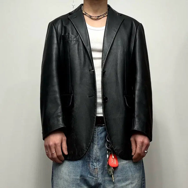 [BUNJANG] Cerruti 1881 Vintage Real Leather Sheepskin Blazer / Cerruti 1881 빈티지 리얼레더 쉽스킨 양가죽 블레이저