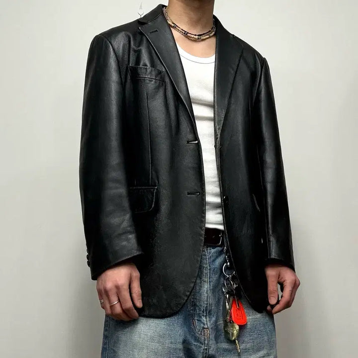 [BUNJANG] Cerruti 1881 Vintage Real Leather Sheepskin Blazer / Cerruti 1881 빈티지 리얼레더 쉽스킨 양가죽 블레이저