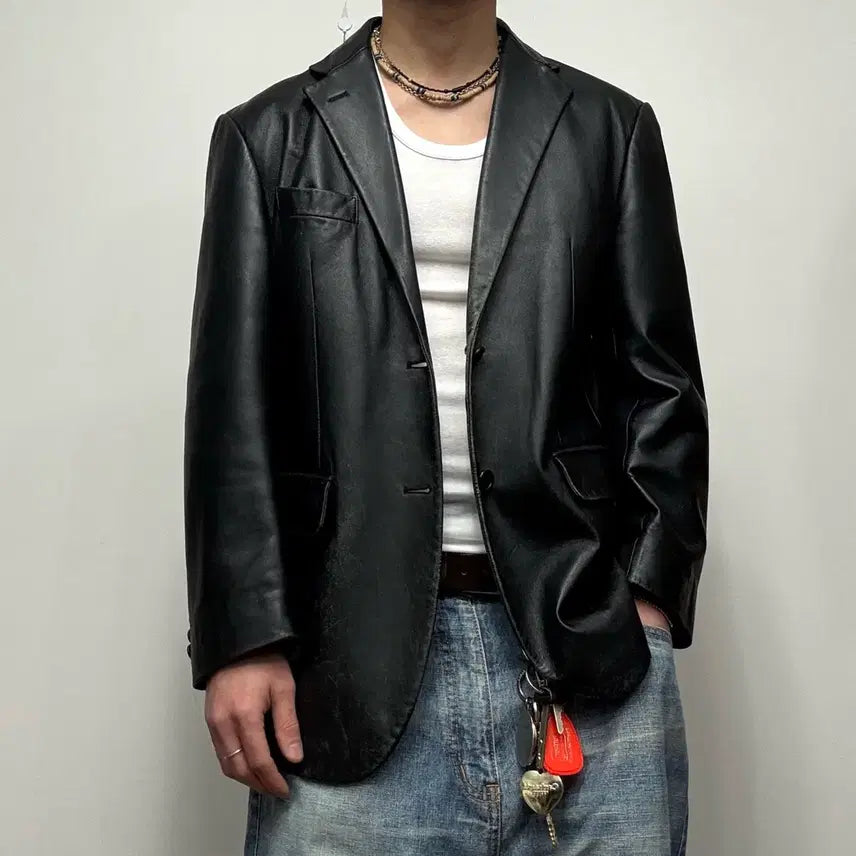 [BUNJANG] Cerruti 1881 Vintage Real Leather Sheepskin Blazer / Cerruti 1881 빈티지 리얼레더 쉽스킨 양가죽 블레이저