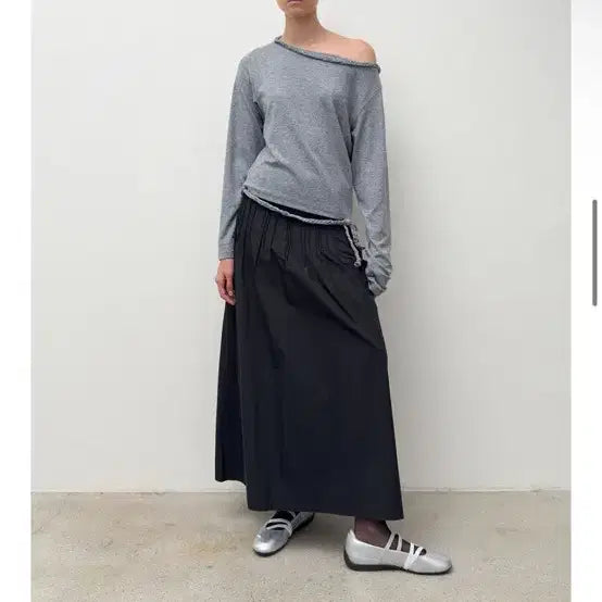 [BUNJANG] Diagonal Stitch Trapeze Skirt / 다이애그널 스티치 트라페제 스커트