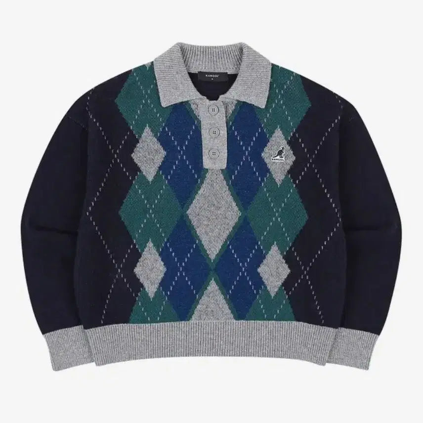 [BUNJANG] Kangol Argyle Polo Knit / 캉골 아가일 폴로 니트
