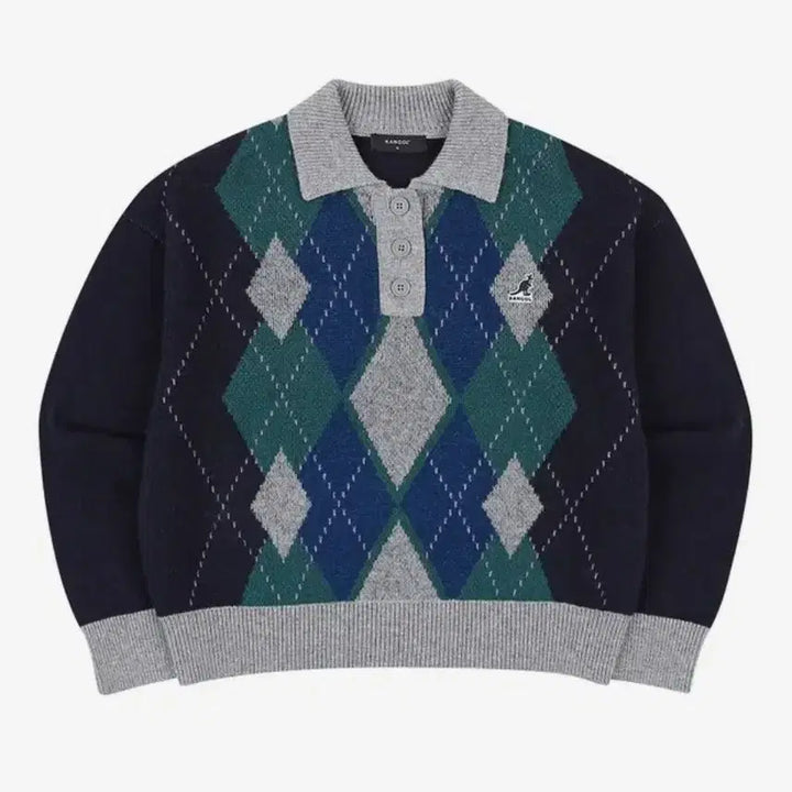 [BUNJANG] Kangol Argyle Polo Knit / 캉골 아가일 폴로 니트