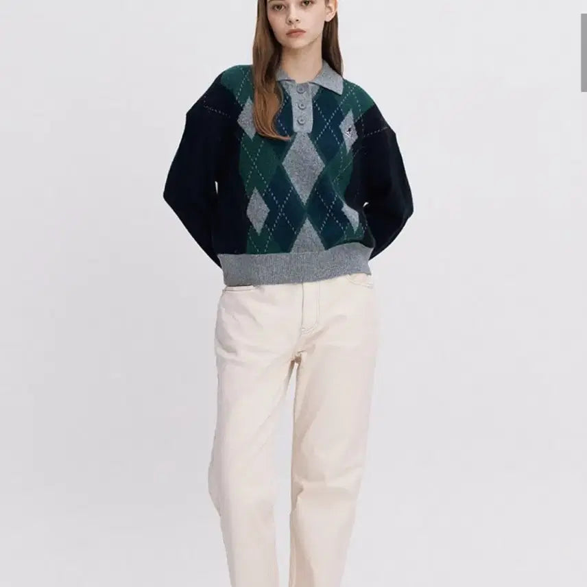 [BUNJANG] Kangol Argyle Polo Knit / 캉골 아가일 폴로 니트