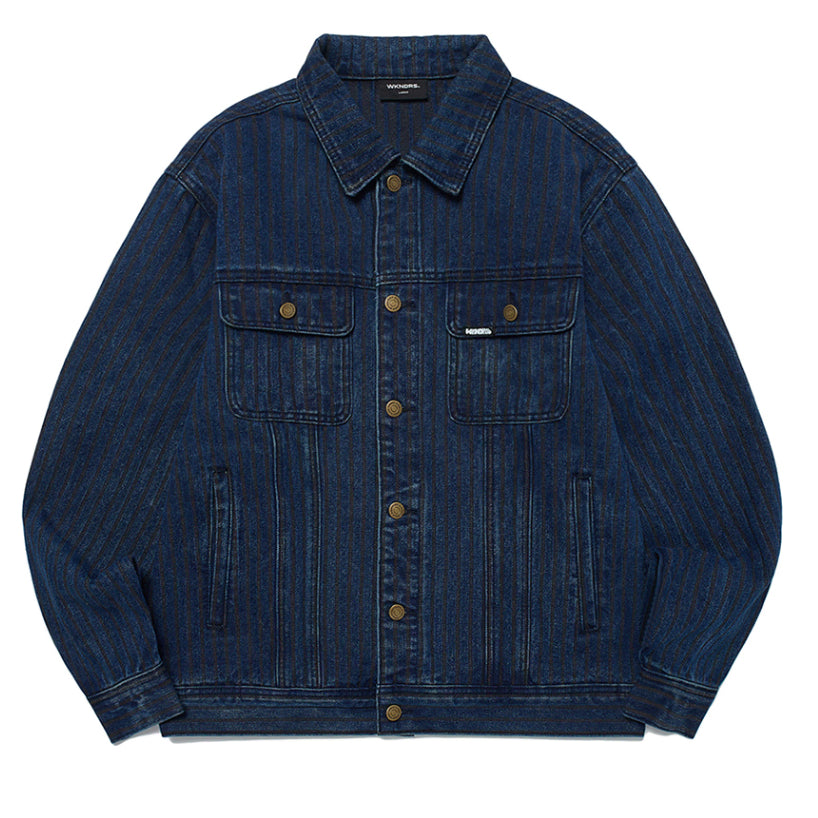[BUNJANG] Weeekenders Stripe Denim Trucker Jacket / 위캔더스 스트라이프 데님 트러커 자켓