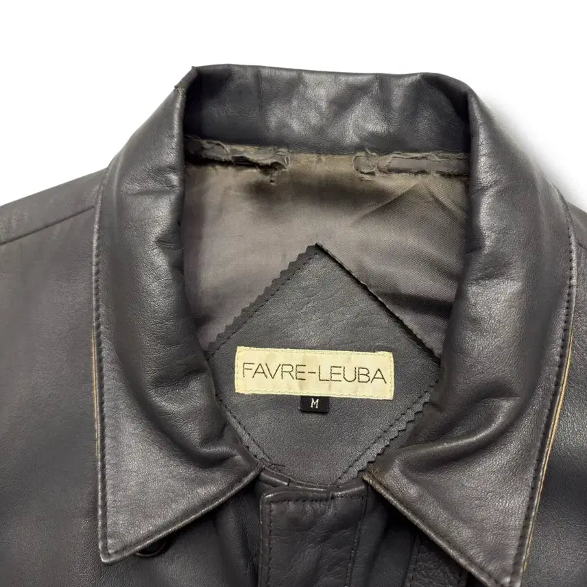[BUNJANG] Vintage Real Leather Sheepskin Sport Jacket / 80-90s 리얼레더 쉽스킨 양가죽 스포츠자켓 블루종