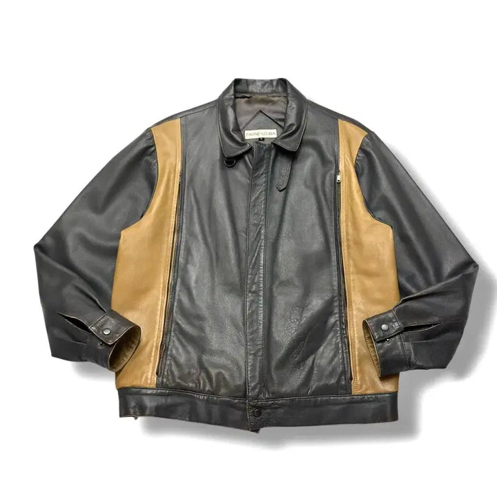 [BUNJANG] Vintage Real Leather Sheepskin Sport Jacket / 80-90s 리얼레더 쉽스킨 양가죽 스포츠자켓 블루종