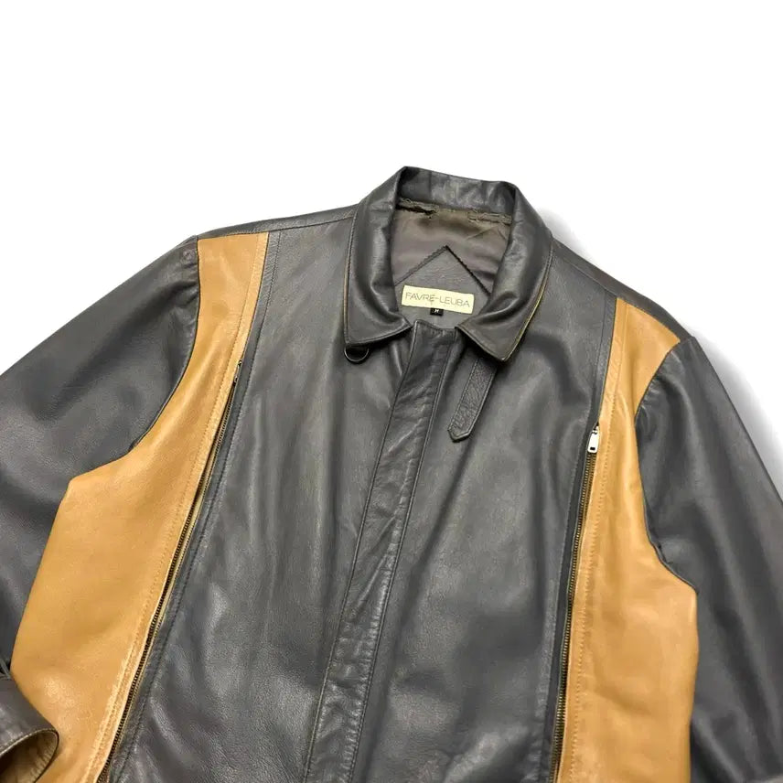 [BUNJANG] Vintage Real Leather Sheepskin Sport Jacket / 80-90s 리얼레더 쉽스킨 양가죽 스포츠자켓 블루종