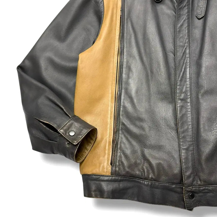 [BUNJANG] Vintage Real Leather Sheepskin Sport Jacket / 80-90s 리얼레더 쉽스킨 양가죽 스포츠자켓 블루종