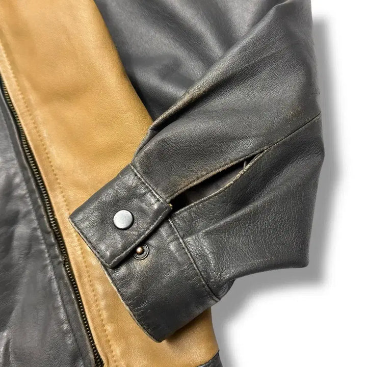 [BUNJANG] Vintage Real Leather Sheepskin Sport Jacket / 80-90s 리얼레더 쉽스킨 양가죽 스포츠자켓 블루종