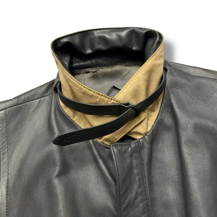 [BUNJANG] Vintage Real Leather Sheepskin Sport Jacket / 80-90s 리얼레더 쉽스킨 양가죽 스포츠자켓 블루종