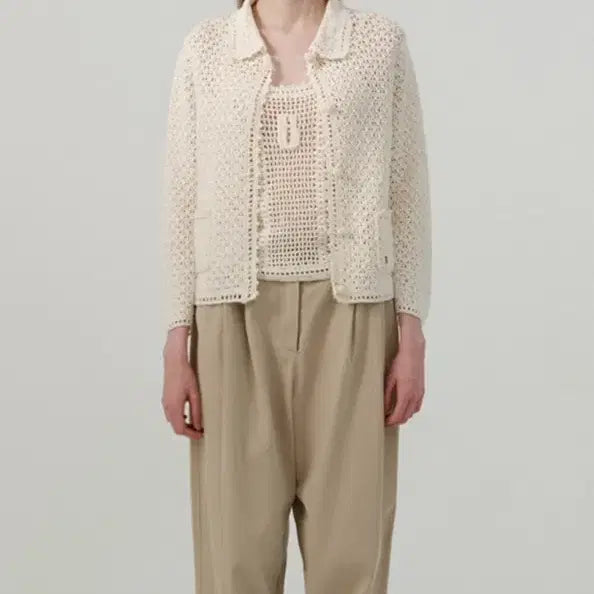 [BUNJANG] The Barnnet Ivory Hand Crochet Knit Cardigan / 더바넷 the barnnet 아이보리 핸드 크로셰 니트 가디건