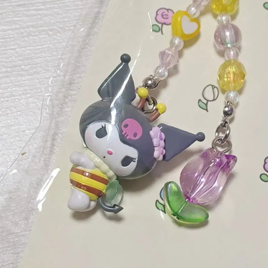 [BUNJANG] Sanrio Kuromi Honeybee Flower Keychain / (당일발송) 산리오 꽃사랑 꿀벌 쿠로미 키링