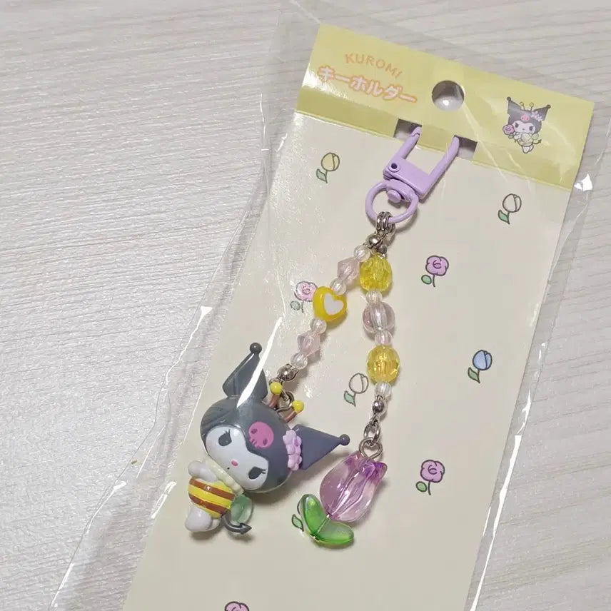 [BUNJANG] Sanrio Kuromi Honeybee Flower Keychain / (당일발송) 산리오 꽃사랑 꿀벌 쿠로미 키링