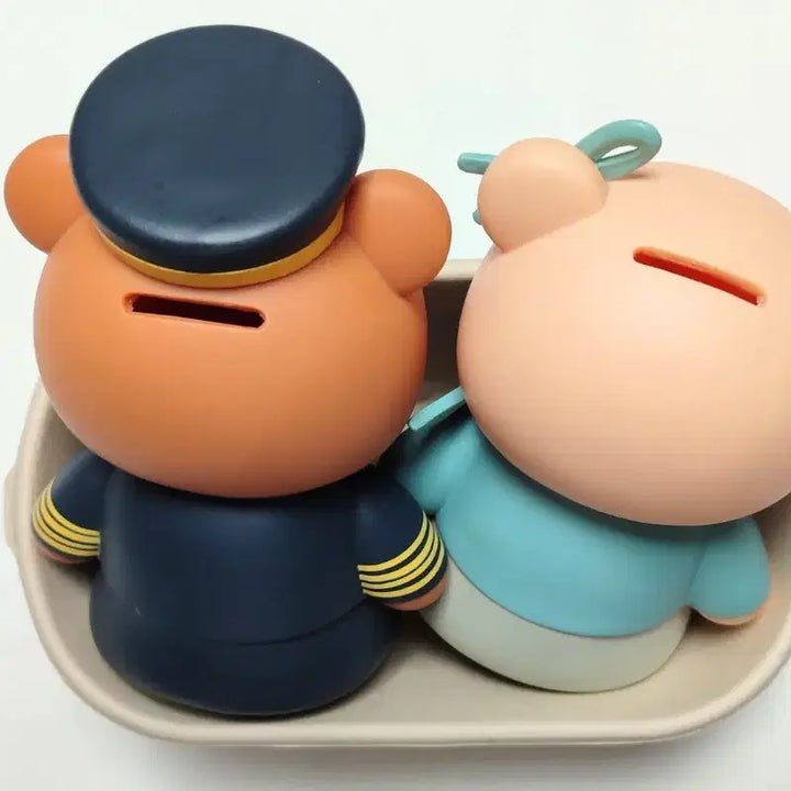 [BUNJANG] Korean Air Teddy Bear Pilot and Flight Attendant Figures Set / 대한항공 테디베어 조종사와 승무원 인형 저금통 세트