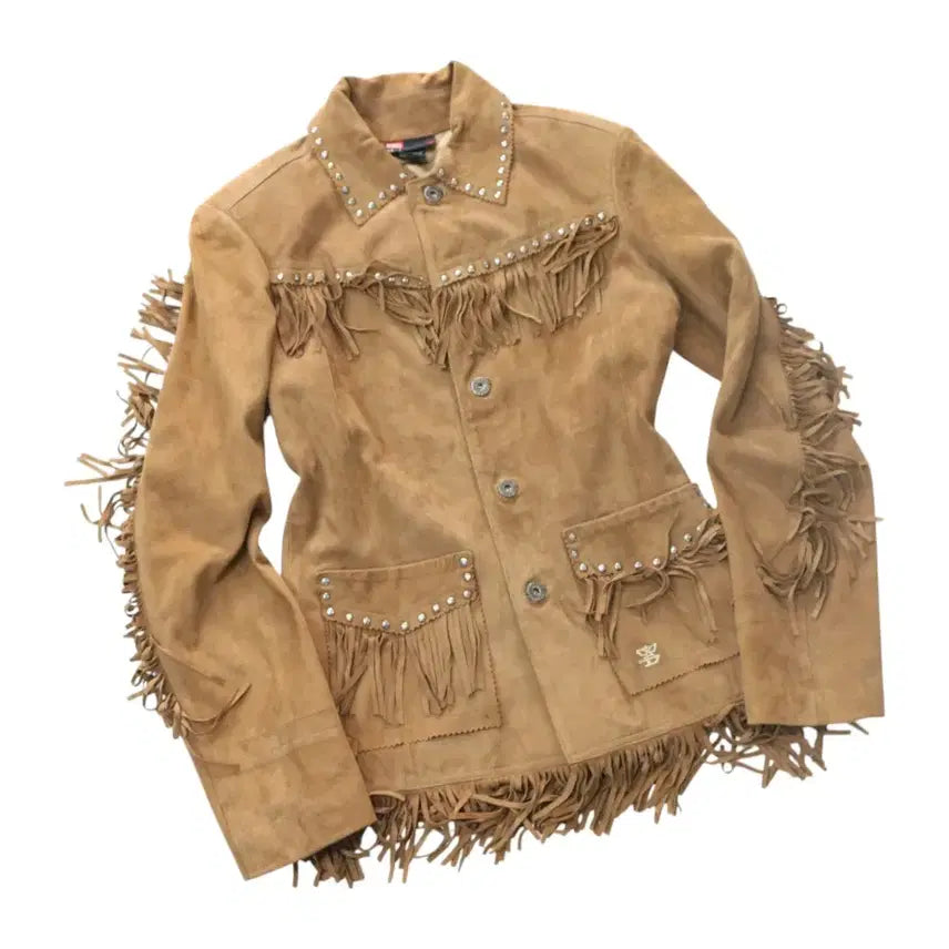 [BUNJANG] DIESEL Western Studded Fringe Suede Leather Jacket (S) / DIESEL 디젤 웨스턴 스터드 프링지 스웨이드 레더 자켓 (S)