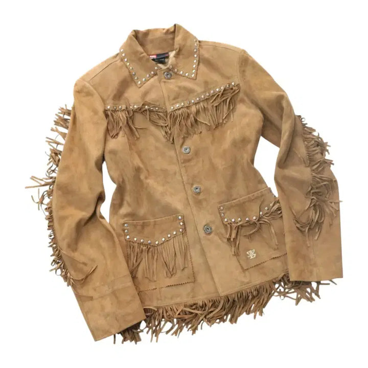 [BUNJANG] DIESEL Western Studded Fringe Suede Leather Jacket (S) / DIESEL 디젤 웨스턴 스터드 프링지 스웨이드 레더 자켓 (S)