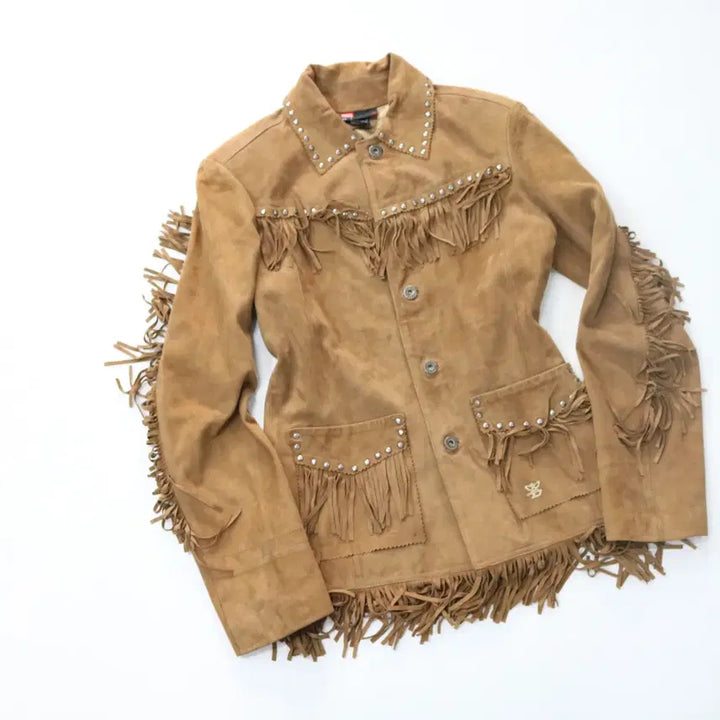 [BUNJANG] DIESEL Western Studded Fringe Suede Leather Jacket (S) / DIESEL 디젤 웨스턴 스터드 프링지 스웨이드 레더 자켓 (S)