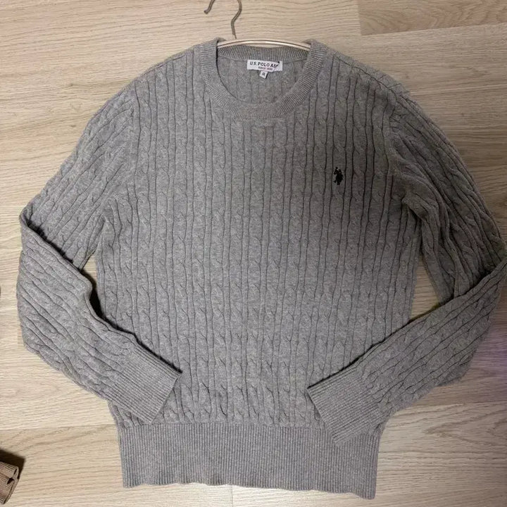[BUNJANG] POLO Cable Knit Sweater M / POLO 꽈배기 회색 니트 M