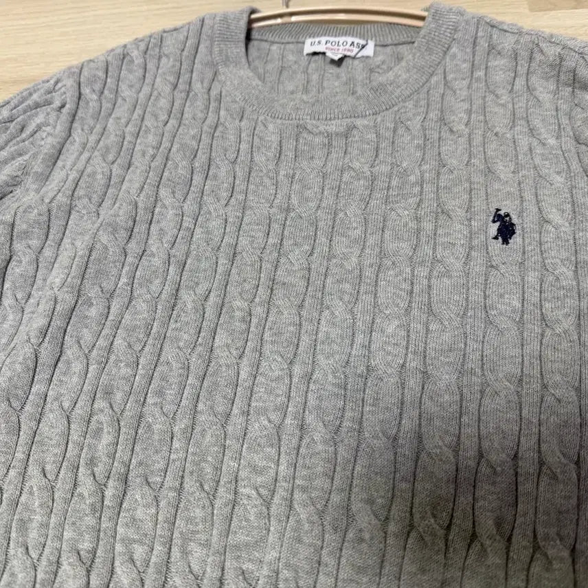 [BUNJANG] POLO Cable Knit Sweater M / POLO 꽈배기 회색 니트 M
