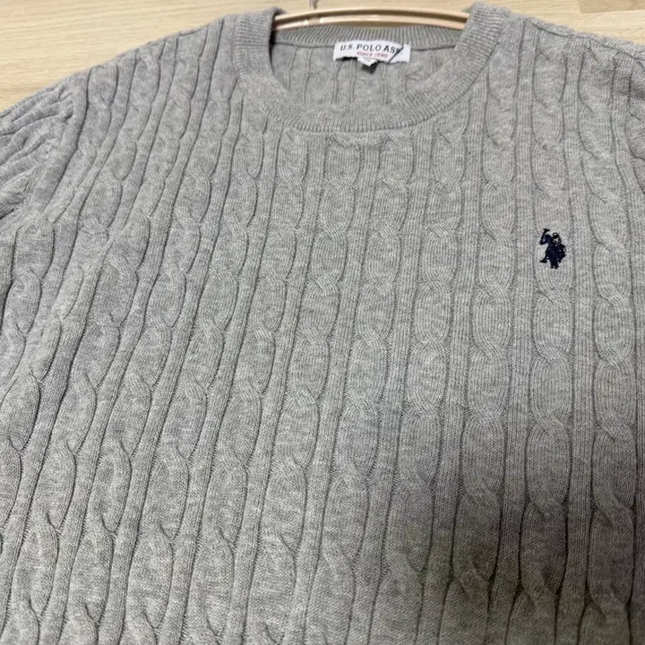 [BUNJANG] POLO Cable Knit Sweater M / POLO 꽈배기 회색 니트 M