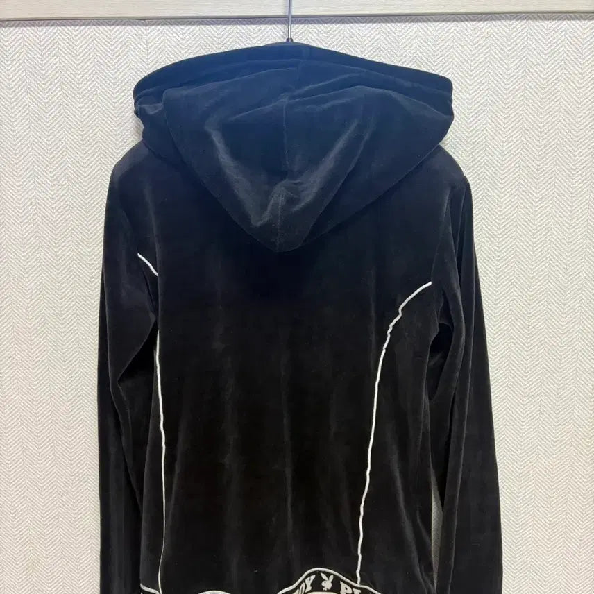[BUNJANG] Playboy Velvet Hooded Zip-Up / 플레이보이 벨벳 후드집업