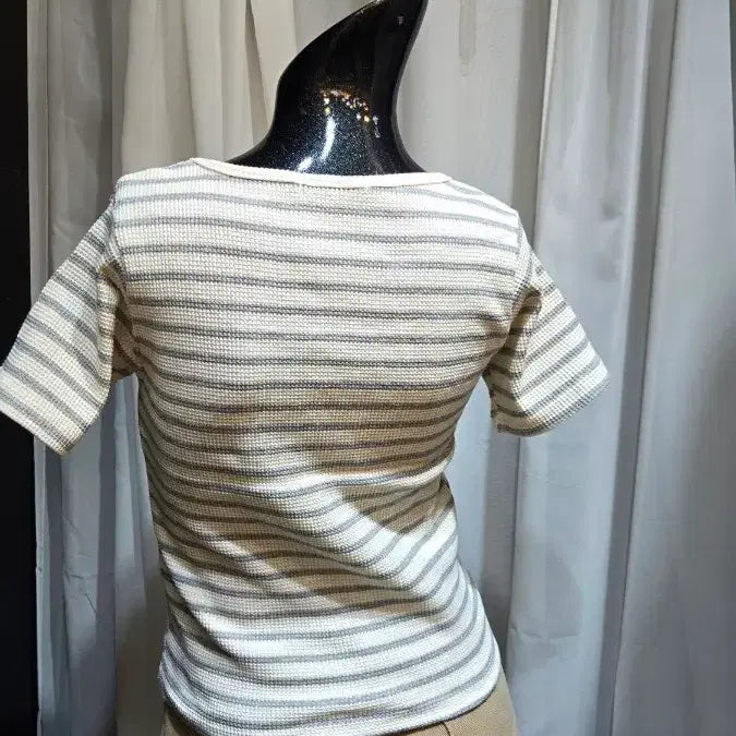 [BUNJANG] Gray Stripe Fitted T-shirt / 그레이 스트라이프 반팔