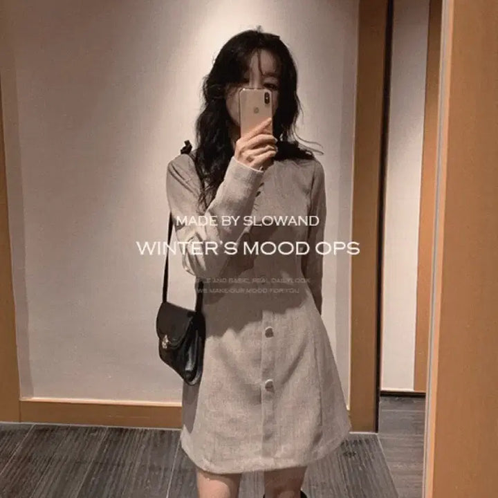 [BUNJANG] Slow and Made Matte Tweed Line One-Piece Dress / (미착용, 새상품) 슬로우앤드 made. 매트 트위드 라인원피스