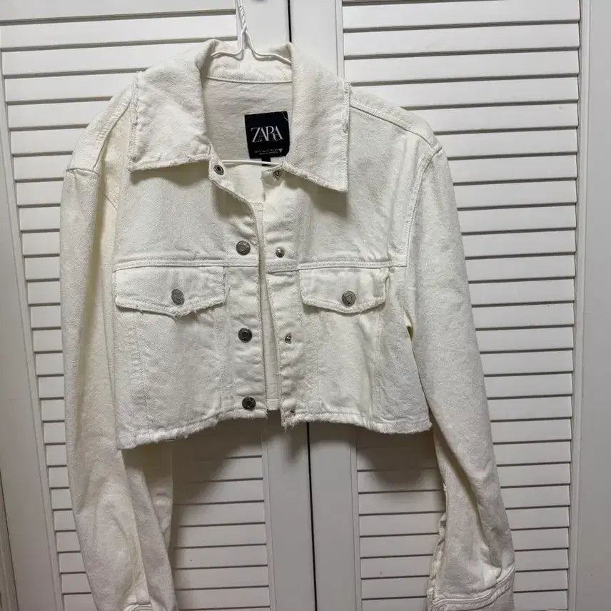 [BUNJANG] Zara White Denim Crop Jacket / 미착용) 자라 화이트 데님 크롭 자켓