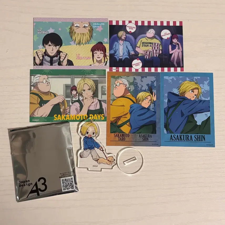 [BUNJANG] Sakamoto Days Asakura Shin Acrylic &amp; Paper Set / (일괄가) 사카모토 데이즈 아사쿠라 신 아크릴 푸치 스탠드 개 포카 지류
