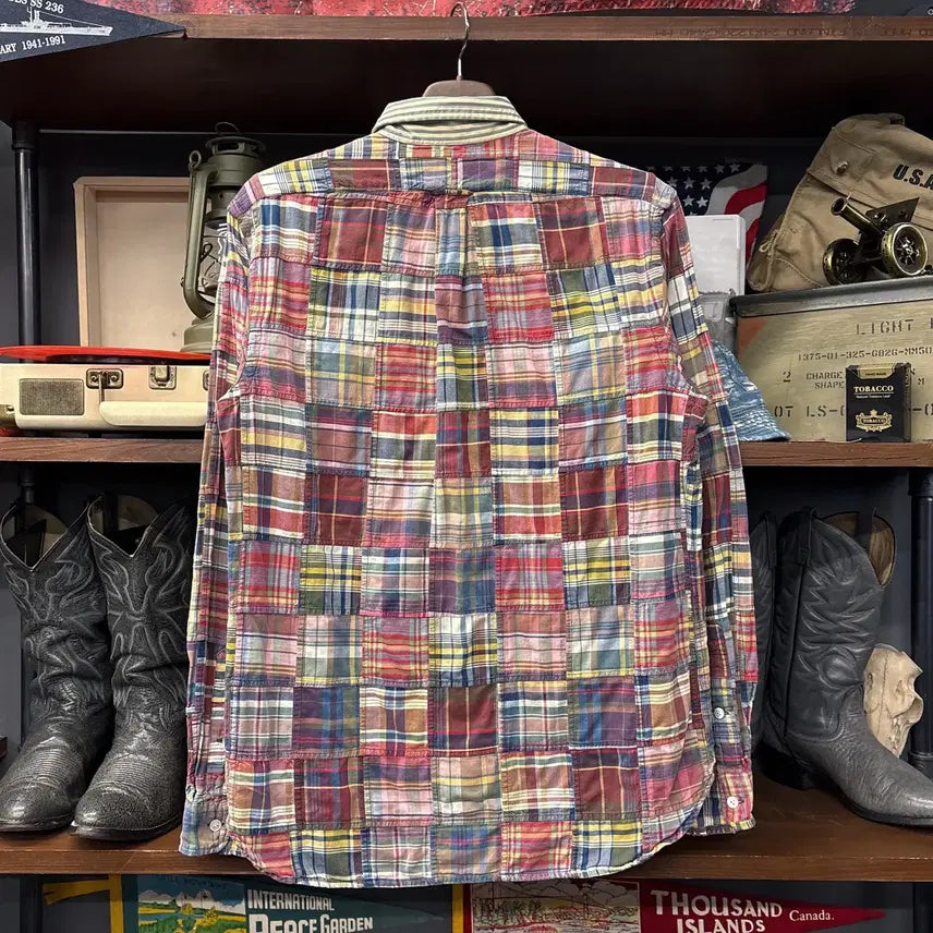 [BUNJANG] Polo Ralph Lauren Indian Madras Patchwork Button-Down Shirt / 90s 폴로 랄프로렌 인디언 마드라스 패치워크 버튼다운 셔츠 N876
