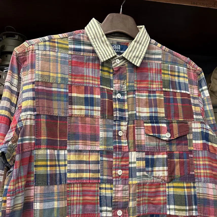 [BUNJANG] Polo Ralph Lauren Indian Madras Patchwork Button-Down Shirt / 90s 폴로 랄프로렌 인디언 마드라스 패치워크 버튼다운 셔츠 N876