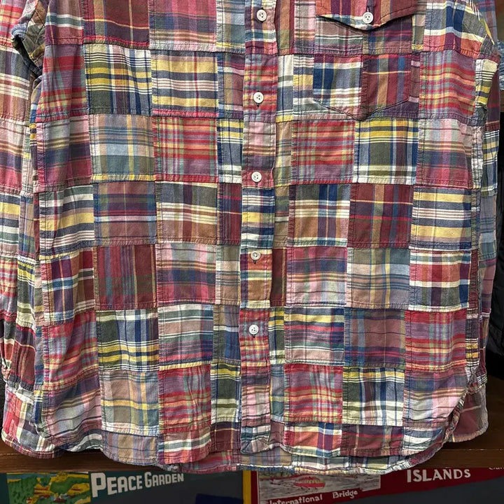 [BUNJANG] Polo Ralph Lauren Indian Madras Patchwork Button-Down Shirt / 90s 폴로 랄프로렌 인디언 마드라스 패치워크 버튼다운 셔츠 N876