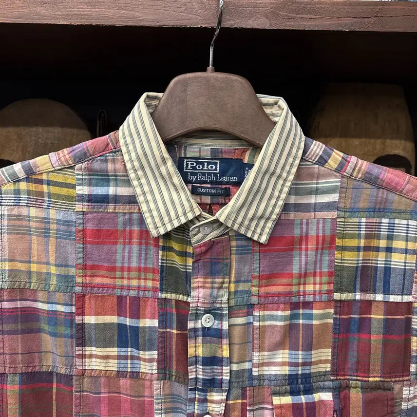 [BUNJANG] Polo Ralph Lauren Indian Madras Patchwork Button-Down Shirt / 90s 폴로 랄프로렌 인디언 마드라스 패치워크 버튼다운 셔츠 N876