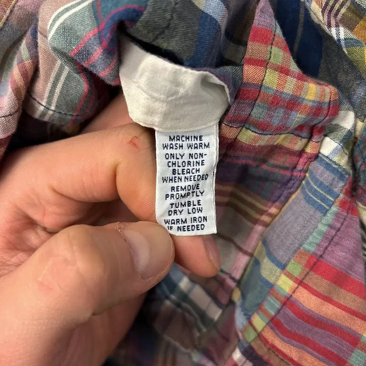 [BUNJANG] Polo Ralph Lauren Indian Madras Patchwork Button-Down Shirt / 90s 폴로 랄프로렌 인디언 마드라스 패치워크 버튼다운 셔츠 N876