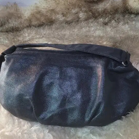 [BUNJANG] Black Leather Hip Pack Belt Bag / 가죽 블랙 힙색 벨트백