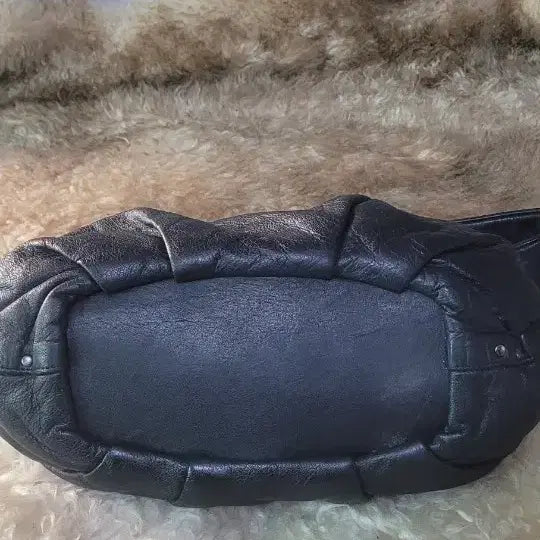 [BUNJANG] Black Leather Hip Pack Belt Bag / 가죽 블랙 힙색 벨트백