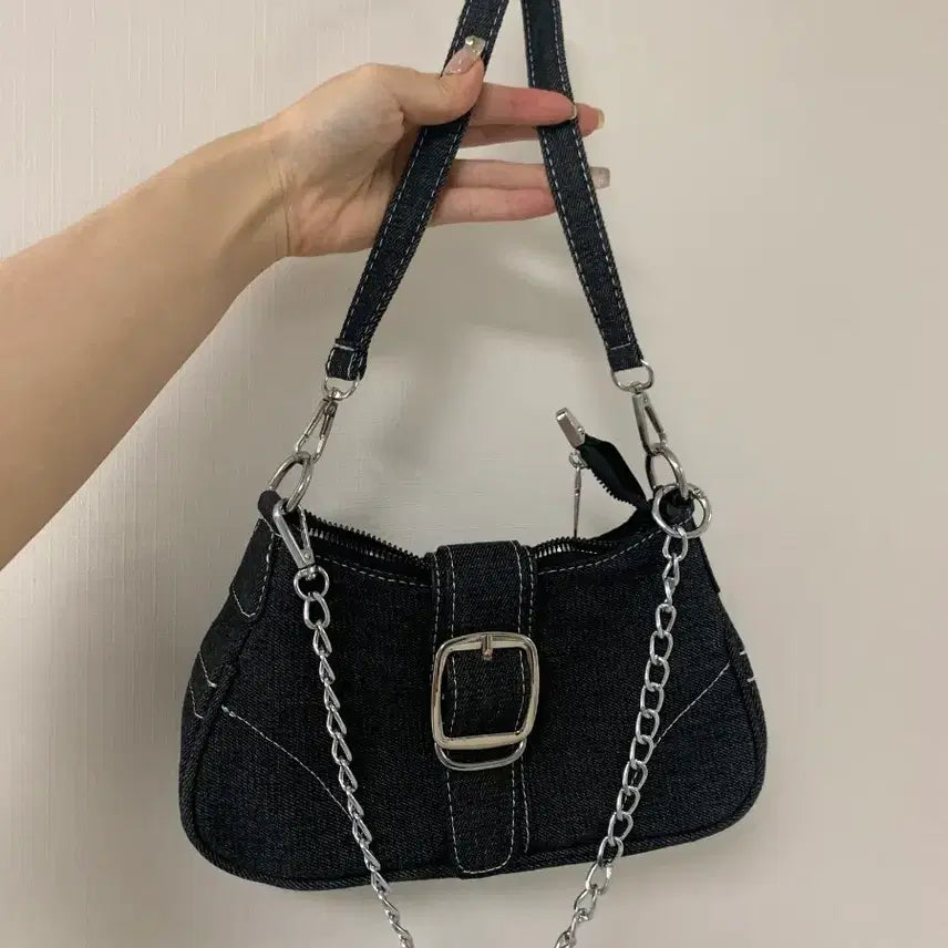 [SOLD OUT] 데님 숄더백Y2K 데님 벨트 체인 호보숄더